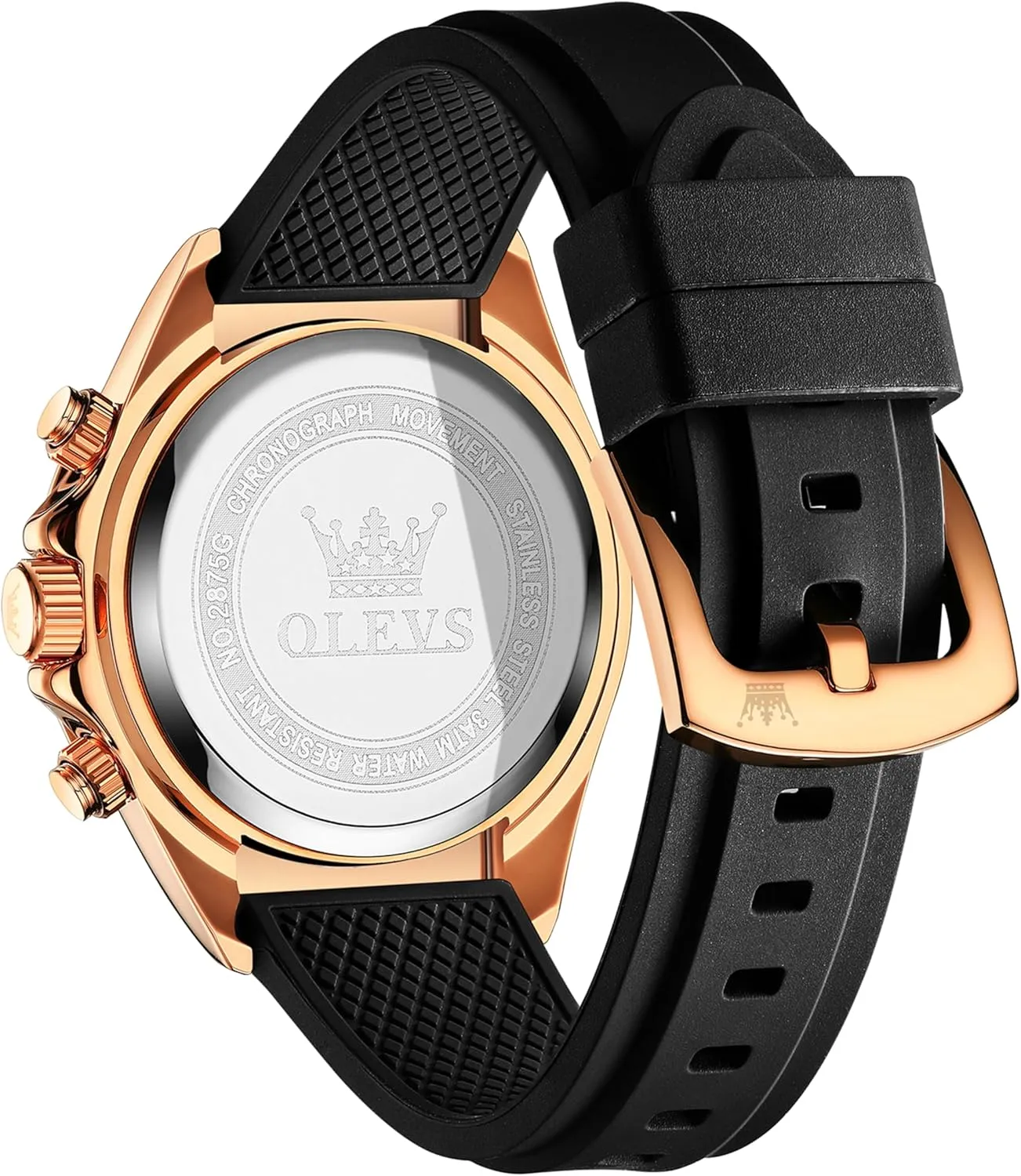 Luminous Silicone Band Wrist Watches OLEVS Men Analog assume Quartz Waterproof Watches Multifunction Chronograph Diamond Moon Phase 