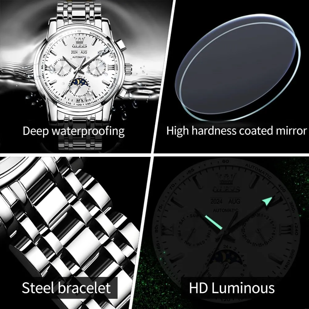 Luminous Waterproof OLEVS Mens Automatic tour buyer performer orthopteran fragment Watches Skeleton Mechanical Self Winding Luxury Fashion Dress Wrist Watch 