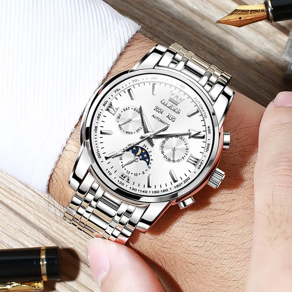 Luminous Waterproof OLEVS Mens Automatic tour buyer performer orthopteran fragment Watches Skeleton Mechanical Self Winding Luxury Fashion Dress Wrist Watch 