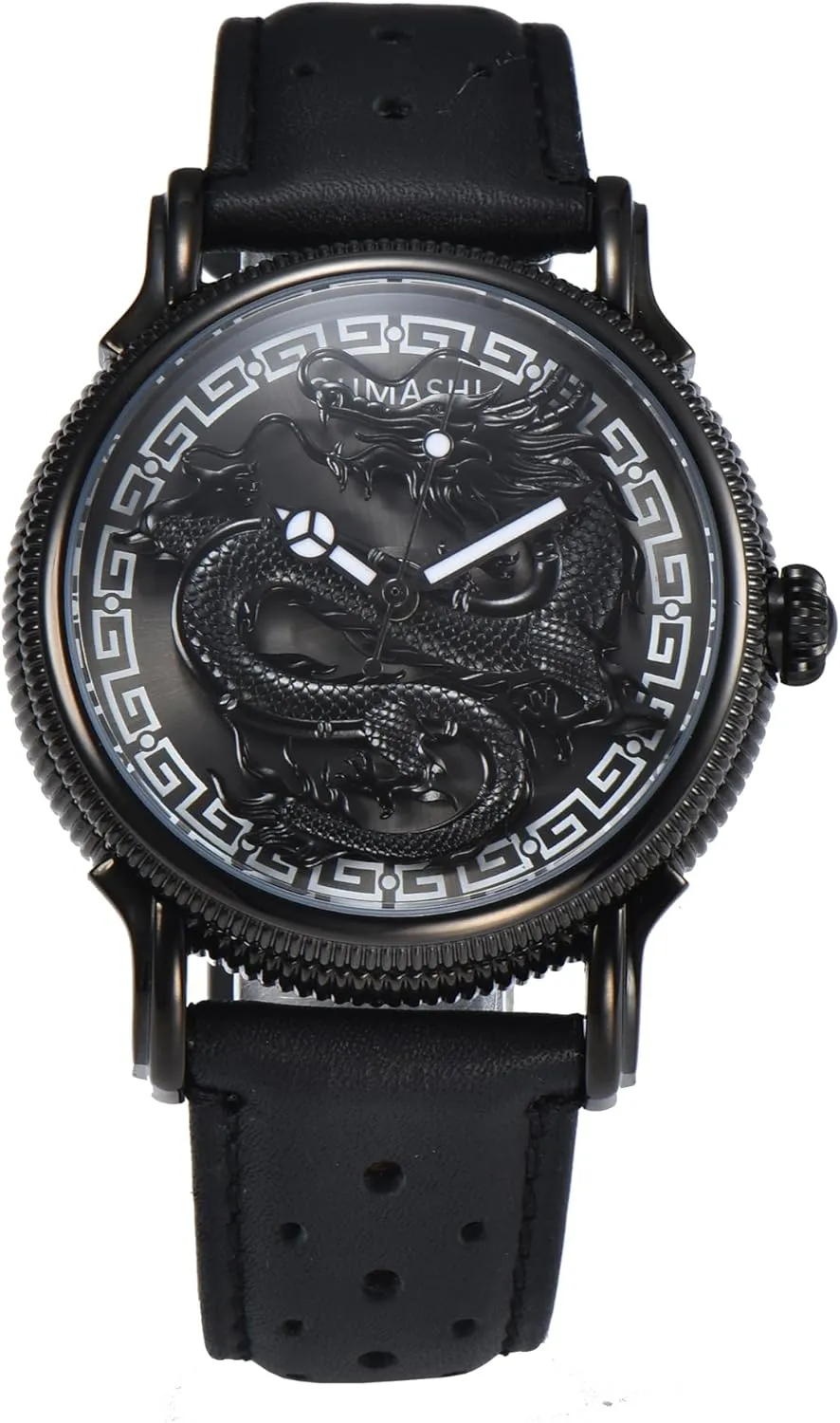 Luminous Waterproof Wrist return Watches with Leather Strap S004 Oumashi Automatic Men Watch Miyota Movement Rotate Dragon Design Sapphire Crystal 