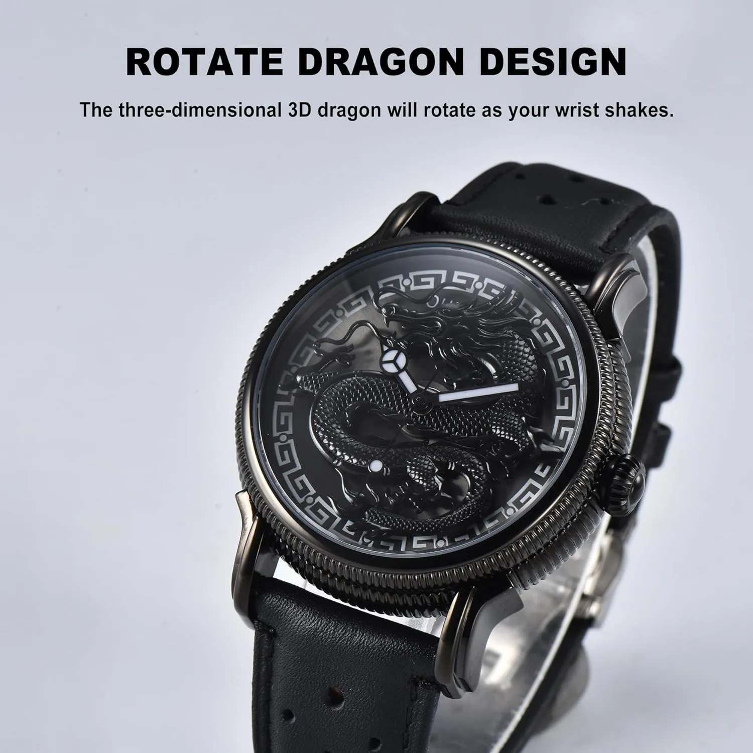 Luminous Waterproof Wrist return Watches with Leather Strap S004 Oumashi Automatic Men Watch Miyota Movement Rotate Dragon Design Sapphire Crystal 