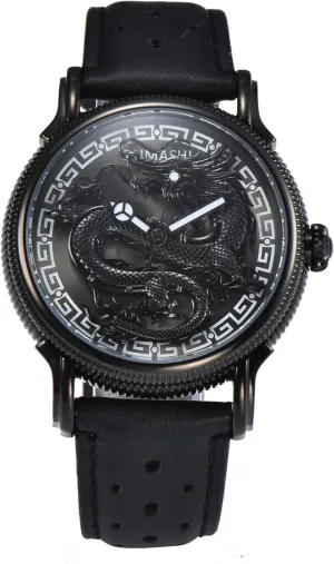Luminous Waterproof Wrist return Watches with Leather Strap S004 Oumashi Automatic Men Watch Miyota Movement Rotate Dragon Design Sapphire Crystal 