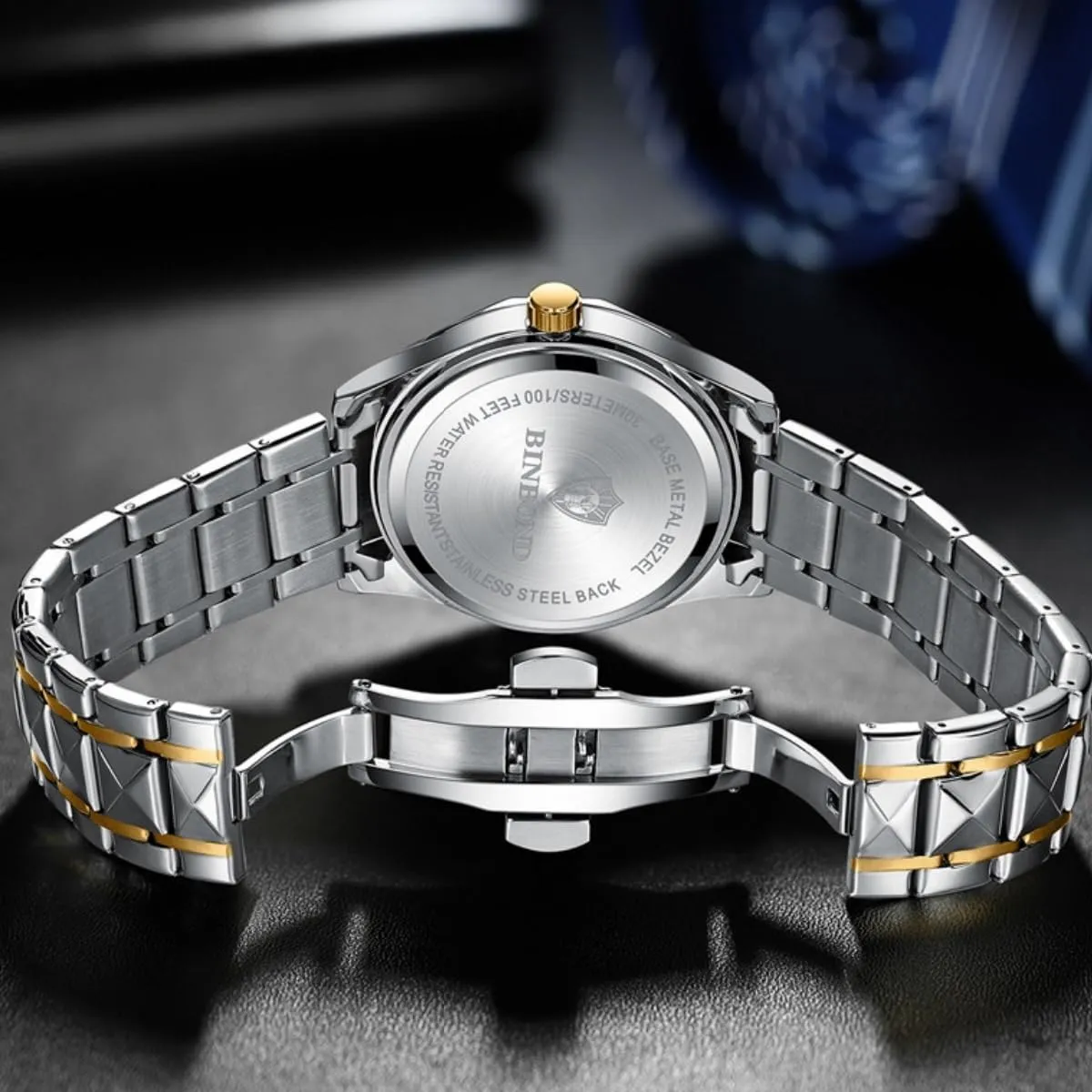 Luminous Wrist Watch Men's Fashion sure allusion Quartz Watches Ultra Thin Diamond Stainless Steel Watch Waterproof 