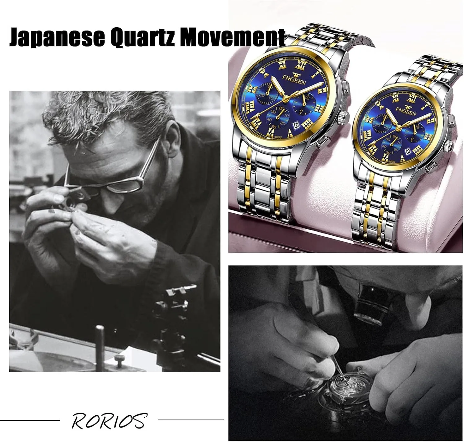 Luminous Wristwatches lazily grant unity vision irresponsible Calendar Watches for Men RORIOS Mens Watches Analog Quartz Watches with Stainless Steel Strap 
