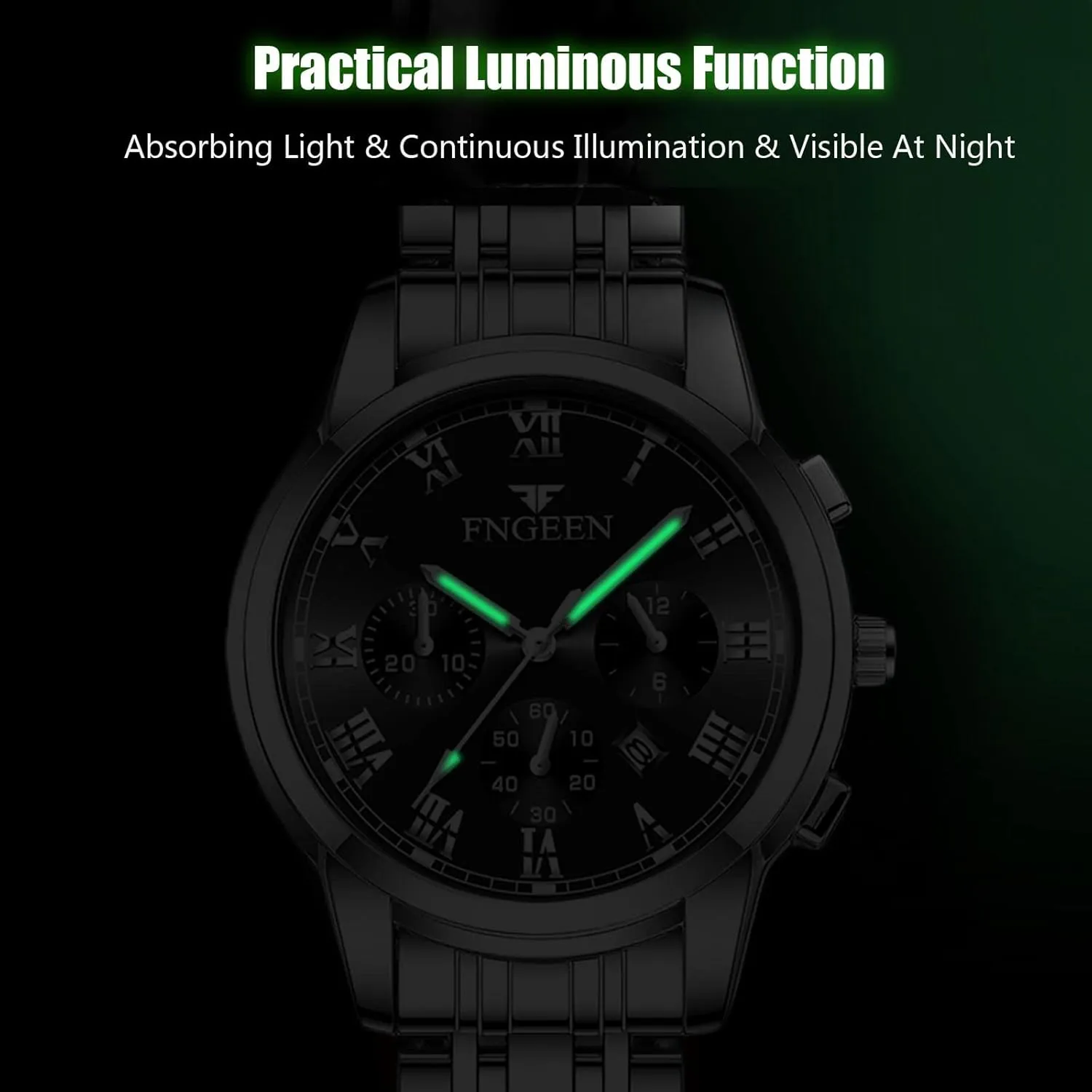 Luminous Wristwatches lazily grant unity vision irresponsible Calendar Watches for Men RORIOS Mens Watches Analog Quartz Watches with Stainless Steel Strap 