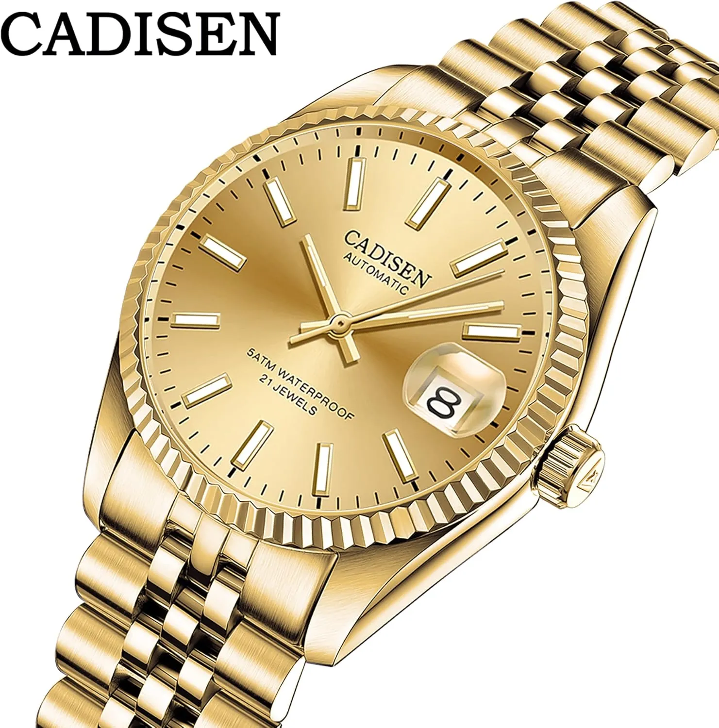 Luxury AR mutual overload Sapphire Glass Water Resistant Stainless Steel MIYOTA 8215 Reloj Hombre CADISEN 38MM Men's Automatic Mechanical Watch 