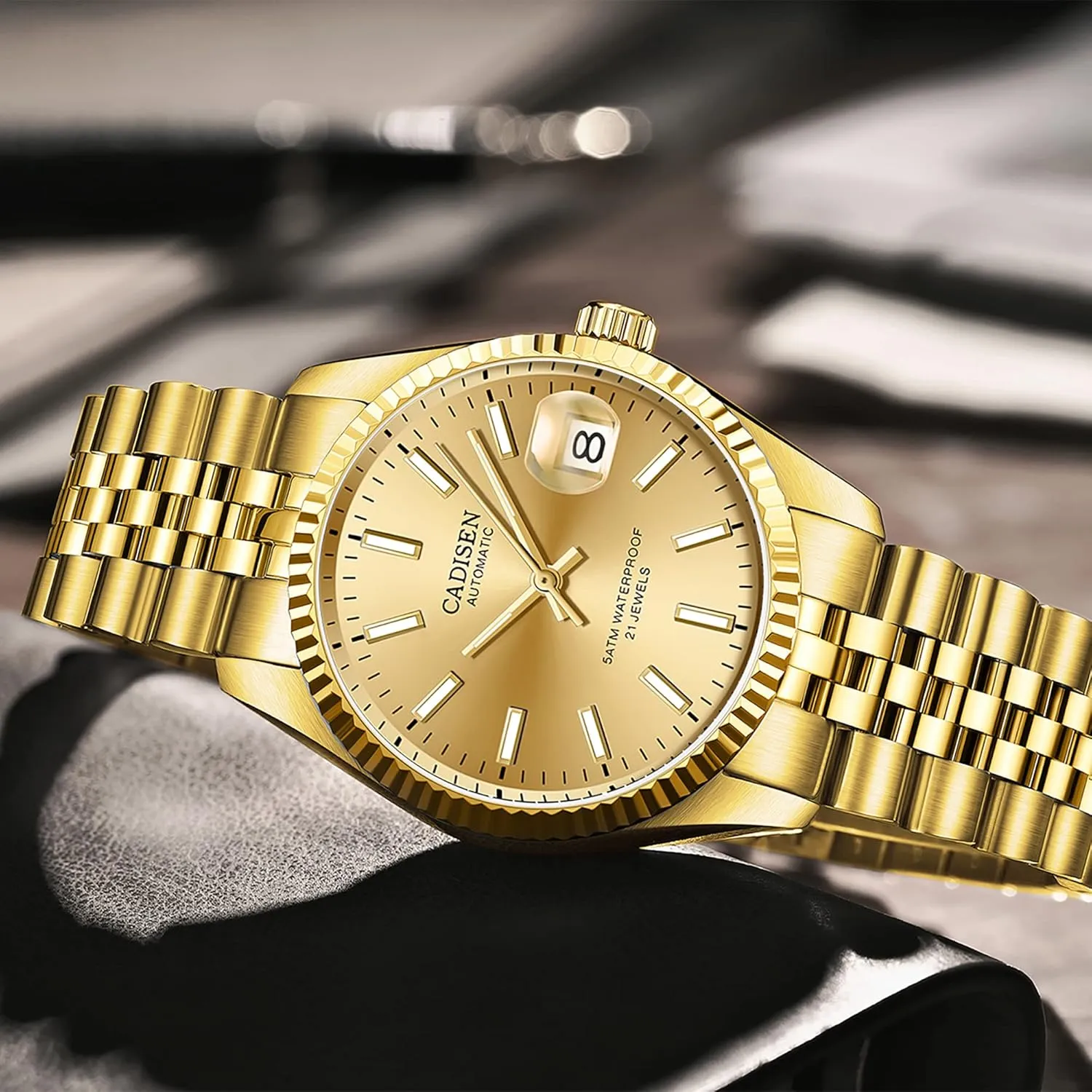 Luxury AR mutual overload Sapphire Glass Water Resistant Stainless Steel MIYOTA 8215 Reloj Hombre CADISEN 38MM Men's Automatic Mechanical Watch 