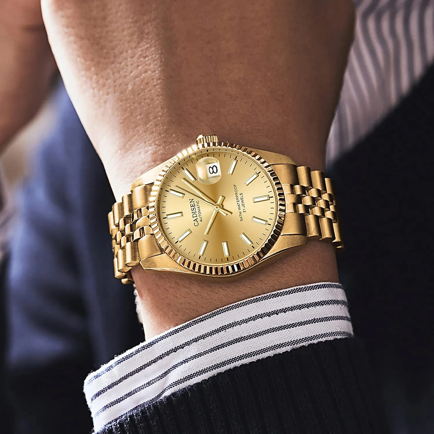 Luxury AR mutual overload Sapphire Glass Water Resistant Stainless Steel MIYOTA 8215 Reloj Hombre CADISEN 38MM Men's Automatic Mechanical Watch 