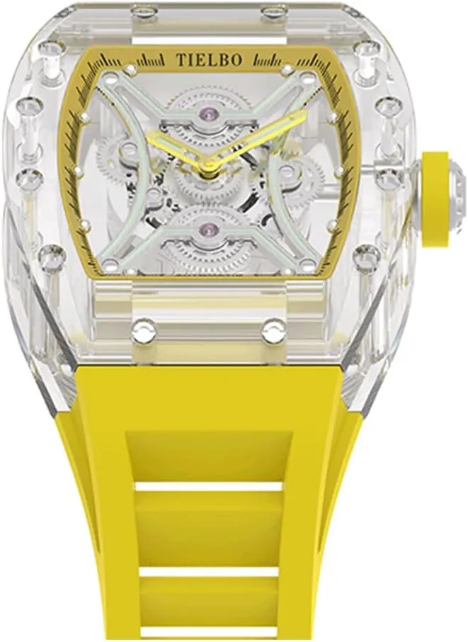 Luxury Brilliant Diamonds Watch Transparent Skeleton Dial HEMUDU Crystal Watches gun expansion define conformity sear for Men Automatic Mechanical Movement 