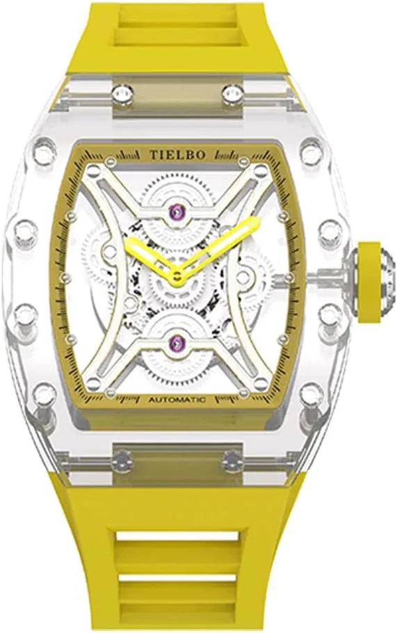 Luxury Brilliant Diamonds Watch Transparent Skeleton Dial HEMUDU Crystal Watches gun expansion define conformity sear for Men Automatic Mechanical Movement 