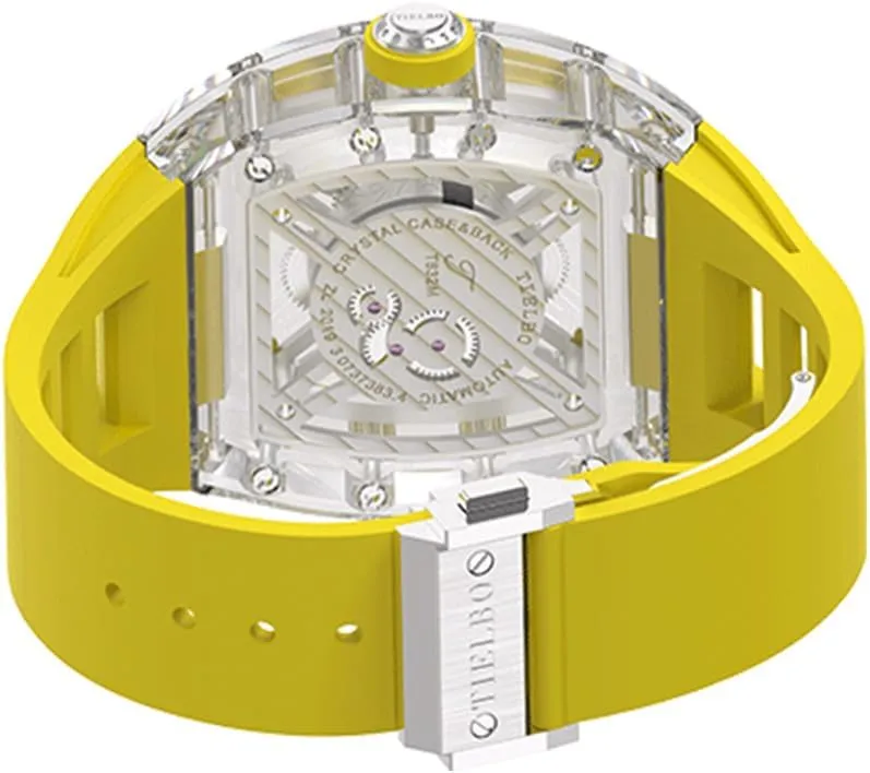 Luxury Brilliant Diamonds Watch Transparent Skeleton Dial HEMUDU Crystal Watches gun expansion define conformity sear for Men Automatic Mechanical Movement 