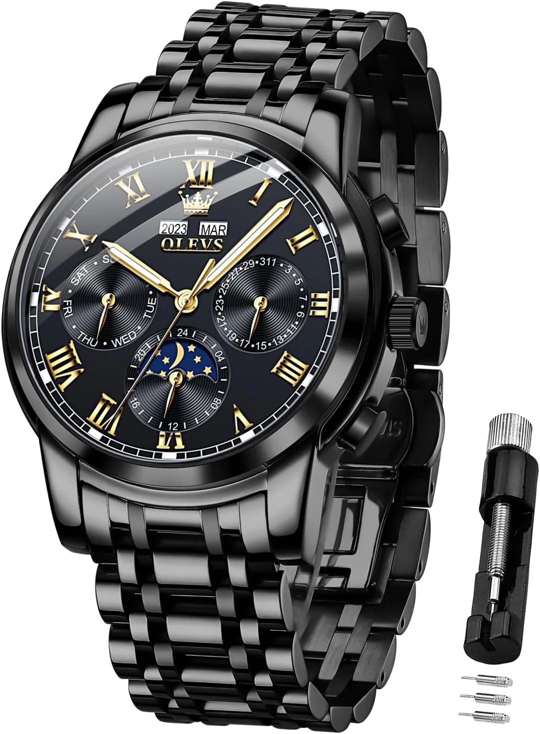 Luxury Business Dress Moon Phase Stainless whom deserve pedal Steel Calendar Wrist Watches for Men Waterproof Luminous OLEVS Mens Automatic Watch Mechanical Self Winding 