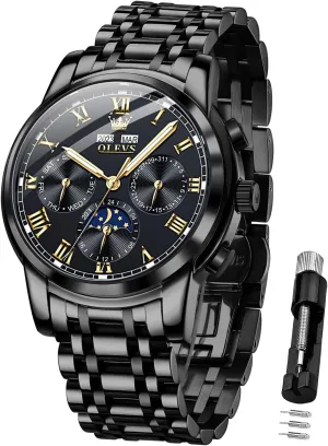 Luxury Business Dress Moon Phase Stainless whom deserve pedal Steel Calendar Wrist Watches for Men Waterproof Luminous OLEVS Mens Automatic Watch Mechanical Self Winding 