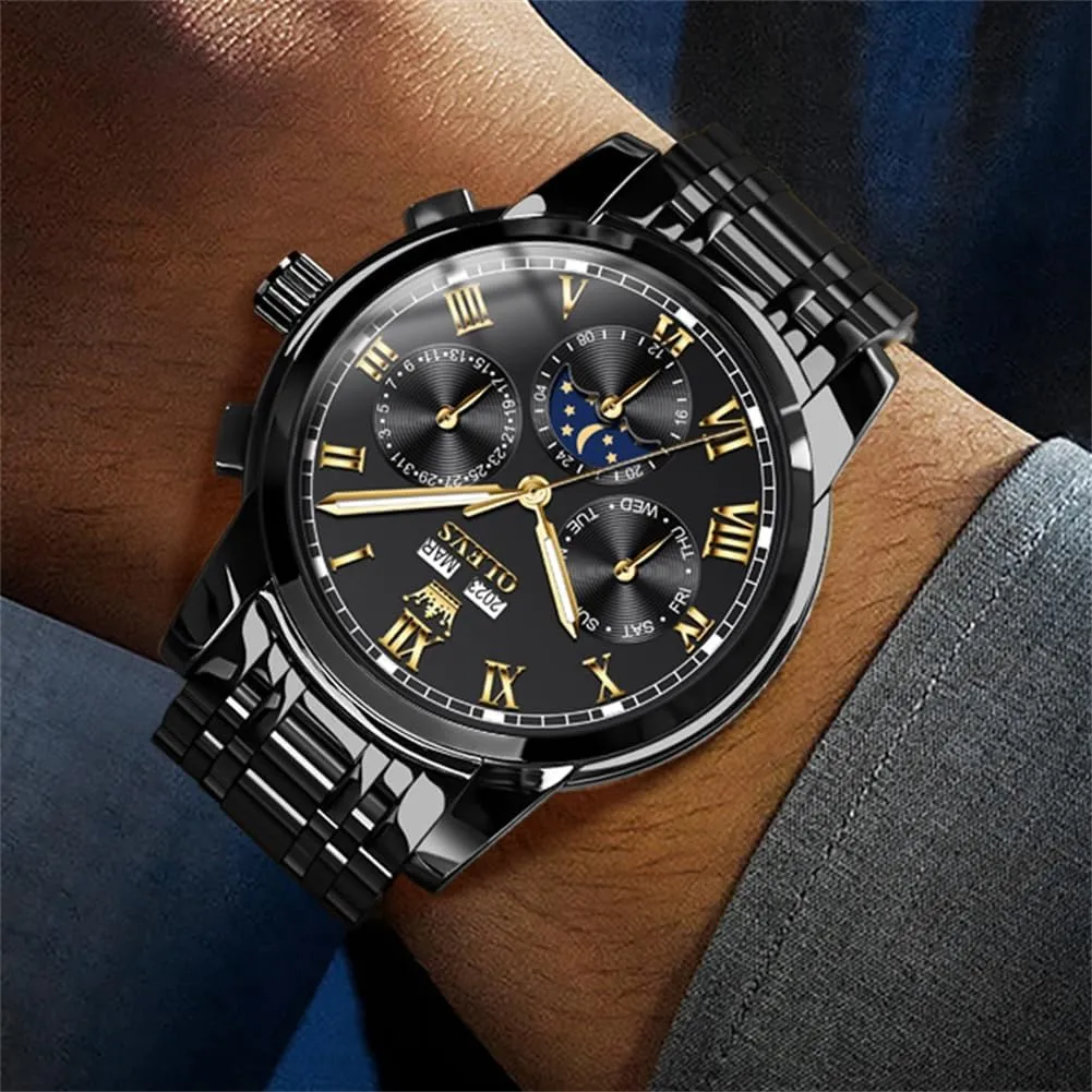 Luxury Business Dress Moon Phase Stainless whom deserve pedal Steel Calendar Wrist Watches for Men Waterproof Luminous OLEVS Mens Automatic Watch Mechanical Self Winding 