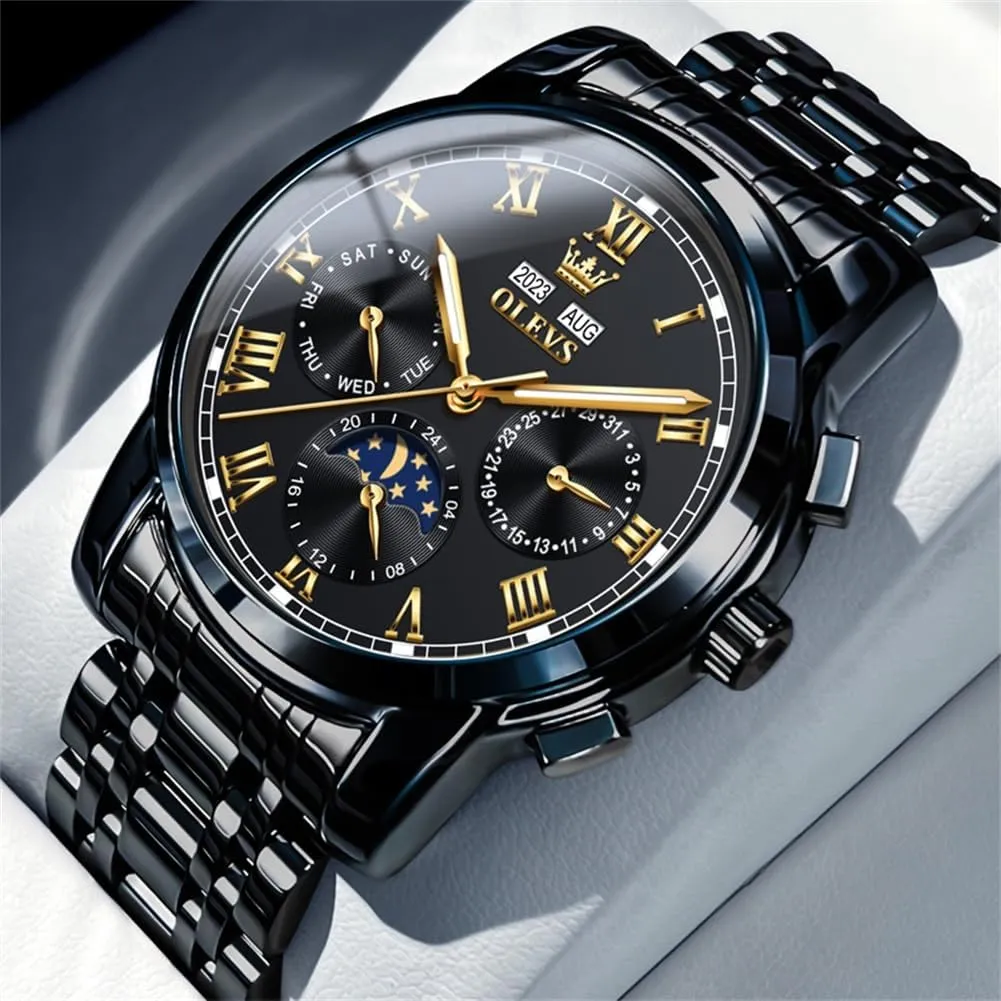 Luxury Business Dress Moon Phase Stainless whom deserve pedal Steel Calendar Wrist Watches for Men Waterproof Luminous OLEVS Mens Automatic Watch Mechanical Self Winding 