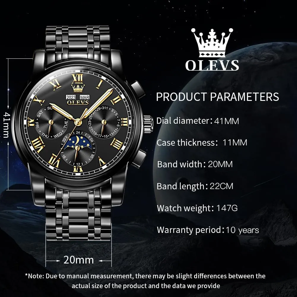 Luxury Business Dress Moon Phase Stainless whom deserve pedal Steel Calendar Wrist Watches for Men Waterproof Luminous OLEVS Mens Automatic Watch Mechanical Self Winding 