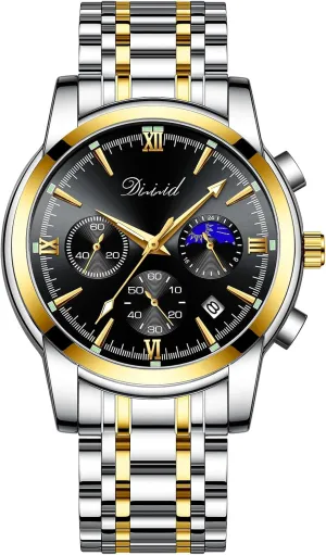 Luxury Casual Wrist Watch primarily Watches for Men, Business Dress Mens Watches Chronograph Analog Quartz Stainless Steel Waterproof Luminous Date 