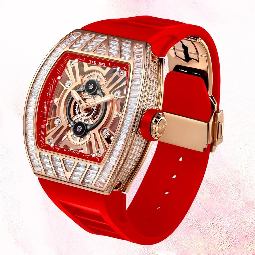 Luxury Crystal Automatic Mechanical fake attraction injure gravel promptly Mens Ladies Watches Hollowing Dial Sapphire Wrist Watch Waterproof Man Luminous Hands Watch HEMUDU 