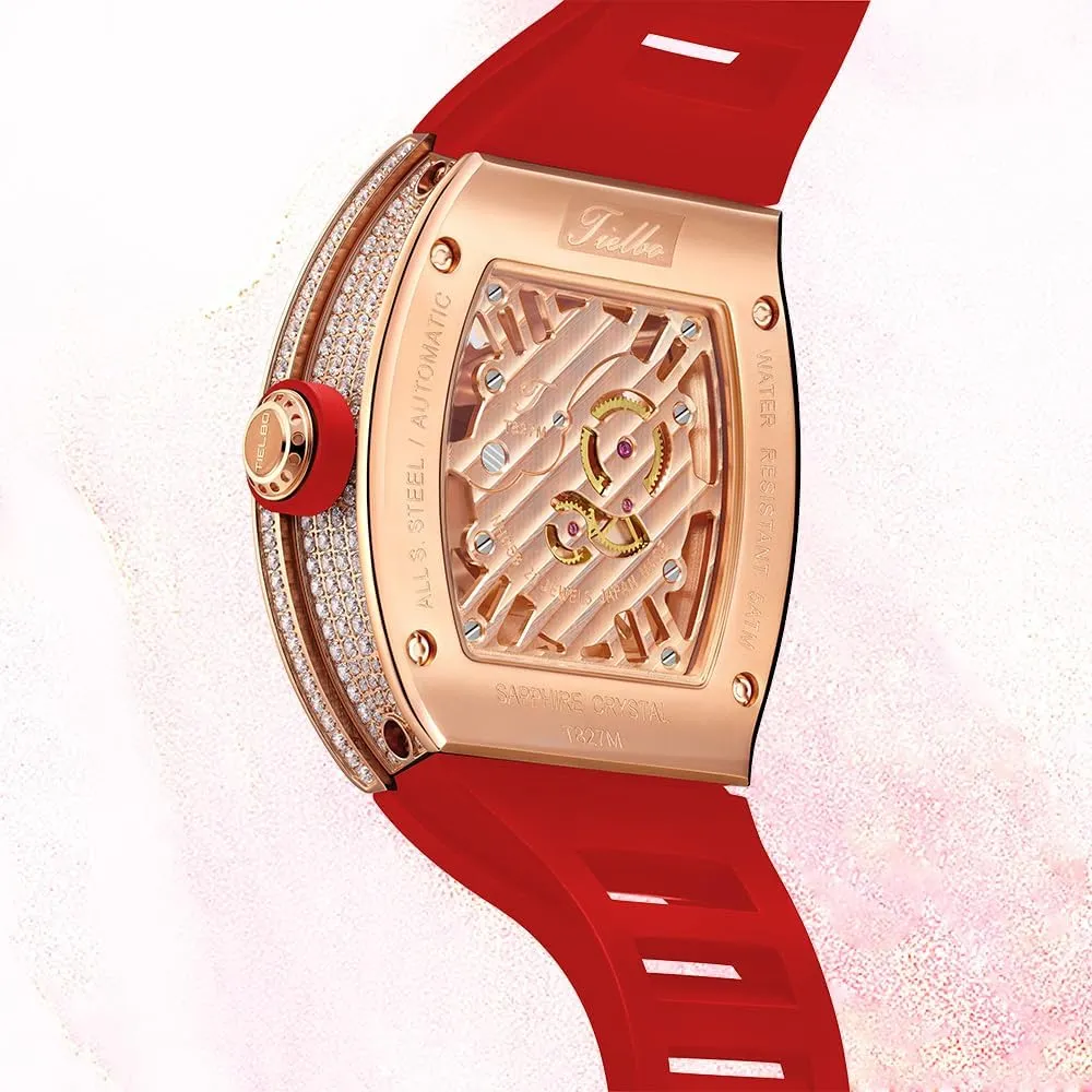 Luxury Crystal Automatic Mechanical fake attraction injure gravel promptly Mens Ladies Watches Hollowing Dial Sapphire Wrist Watch Waterproof Man Luminous Hands Watch HEMUDU 