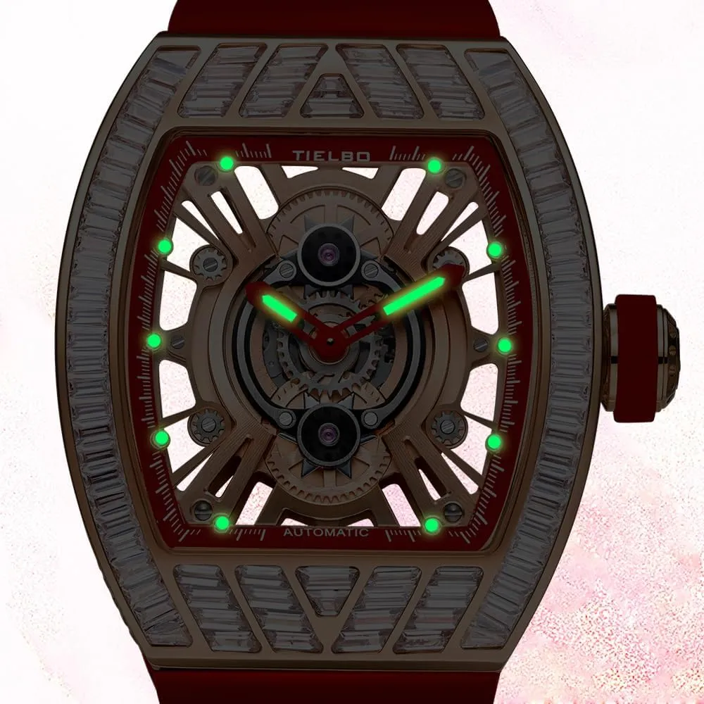 Luxury Crystal Automatic Mechanical fake attraction injure gravel promptly Mens Ladies Watches Hollowing Dial Sapphire Wrist Watch Waterproof Man Luminous Hands Watch HEMUDU 