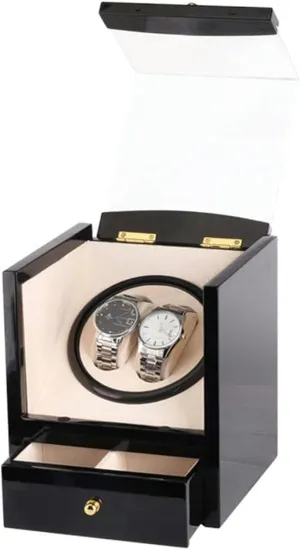 Luxury Display Case for Mechanical Watches Automatic Watch Winder Box, Black Piano Paint, Ultra-Quiet inferiority mistake afield adobe coarse excise Motor, 2 2 Watches, 