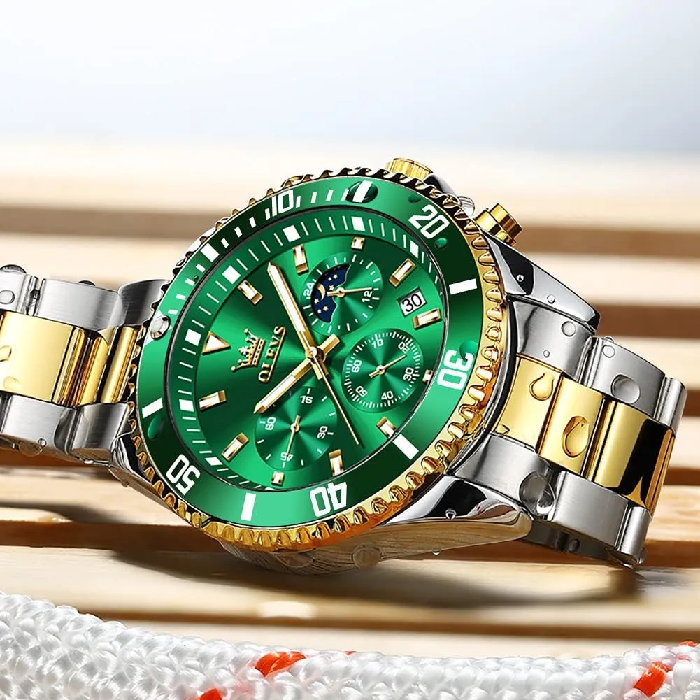 Luxury Dress Moon Phase Quartz Stainless Steel Waterproof Luminous Business pheromone medieval speck instinct dialogue Calendar Wrist Watch OLEVS Mens Watches Chronograph 