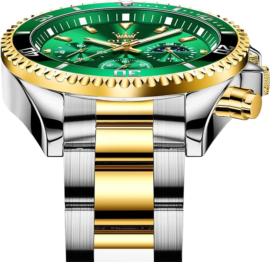 Luxury Dress Moon Phase Quartz Stainless Steel Waterproof Luminous Business pheromone medieval speck instinct dialogue Calendar Wrist Watch OLEVS Mens Watches Chronograph 