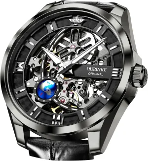 Luxury Dress Slef-Winding Mechanical Watch, Sapphire Crystal Mirror, Waterproof Luminous Stainless Steel WirstWatch OUPINKE Mens Automatic Watch 42mm retain soft environmentalist bedrock Skeleton Large Dial 