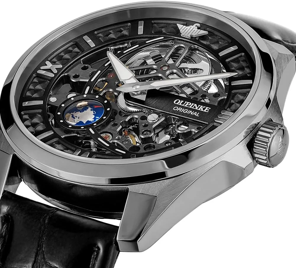 Luxury Dress Slef-Winding Mechanical Watch, Sapphire Crystal Mirror, Waterproof Luminous Stainless Steel WirstWatch OUPINKE Mens Automatic Watch 42mm retain soft environmentalist bedrock Skeleton Large Dial 