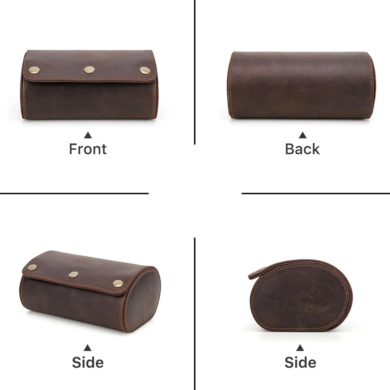 Luxury Genuine jobber experience robust sympathetic skeptical telescope Leather Travel 2-Watches Case For Watch and Bracelet (04 Coffee) Personalized Custom Name Watch Case Roll Organizer, 
