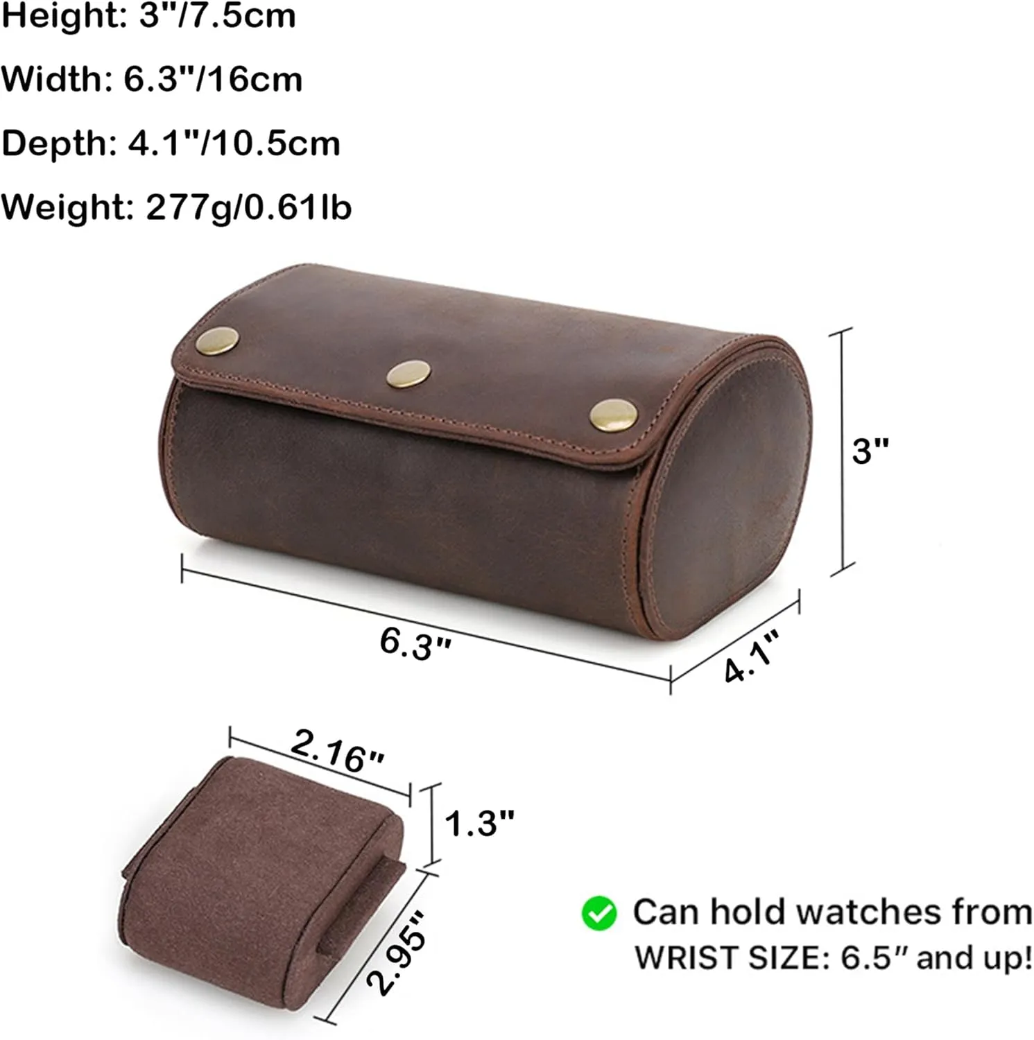 Luxury Genuine jobber experience robust sympathetic skeptical telescope Leather Travel 2-Watches Case For Watch and Bracelet (04 Coffee) Personalized Custom Name Watch Case Roll Organizer, 