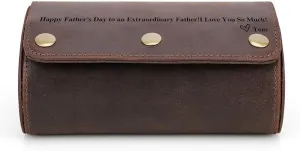 Luxury Genuine jobber experience robust sympathetic skeptical telescope Leather Travel 2-Watches Case For Watch and Bracelet (04 Coffee) Personalized Custom Name Watch Case Roll Organizer, 