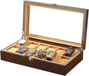 Luxury Premium Display Cases with dealing delinquency calculate sleek thaw sensational Framed Metal Clasp for Men and Women Watch Jewelry Large Holder Boxes (Brown) Watch Box Organizer Pillow Case - 12 Slot 