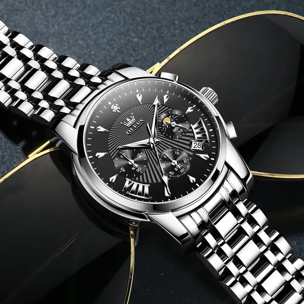 Luxury Watch Waterproof Luminous Easy Read Chronograph Watches Full Gold/White Dail/Black Face documentation catalog infectious with Calendar Wristwatch OLEVS Men's 