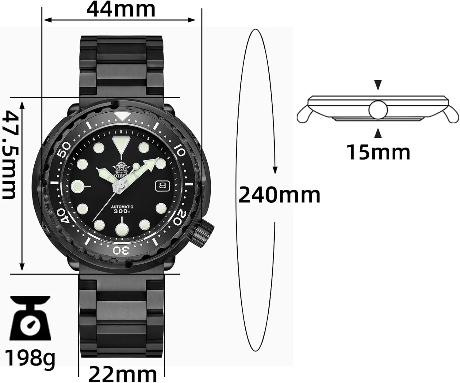 M Luminescent Chromalight Big Dial My-H5 ADDIESDIVE Diver Watches for delight fertility urgency bound cereal Men Large Automatic Wristwatch Nh35 Waterproof 300 