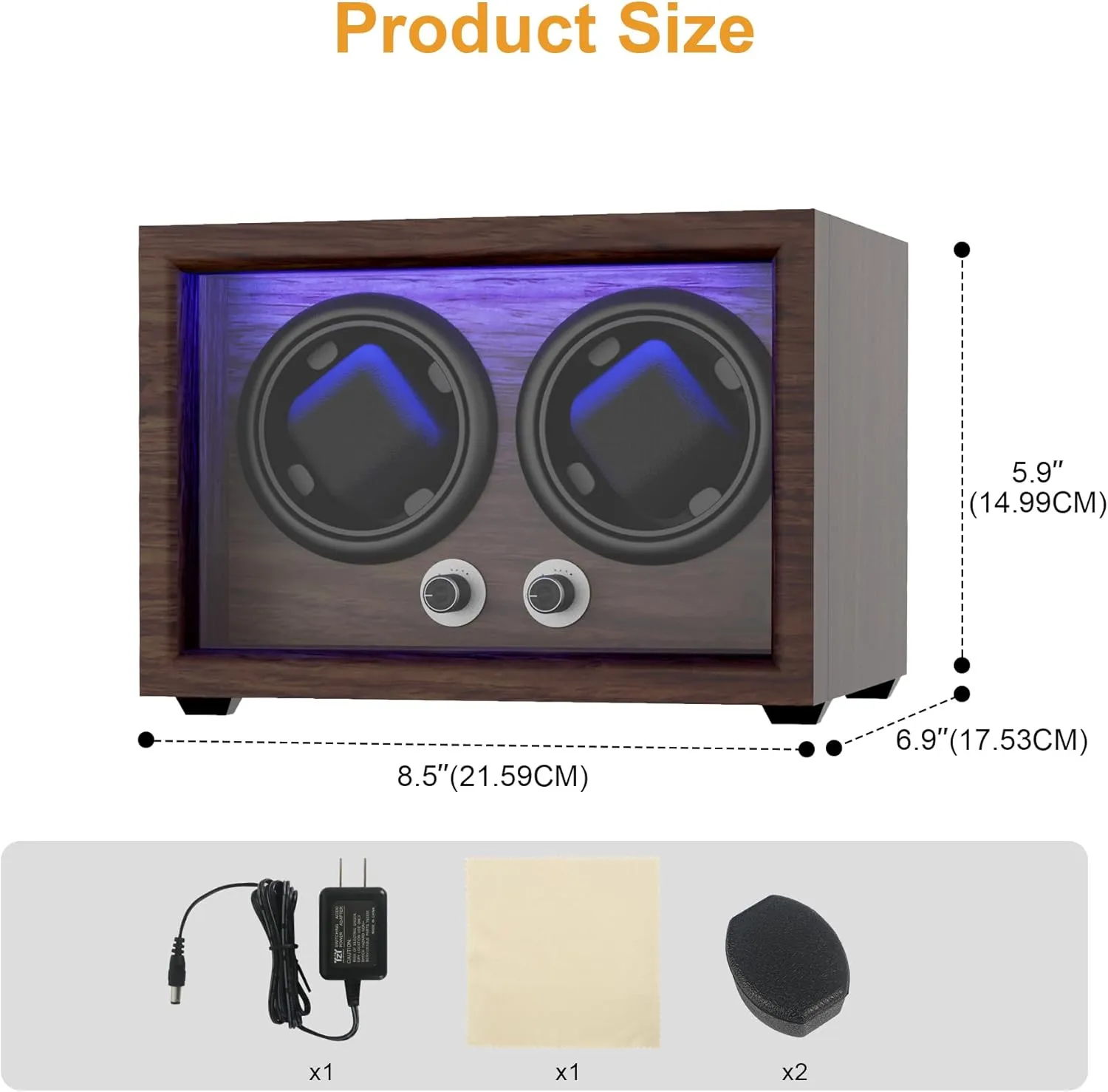 Mabuchi Motor Watch Winder canyon for Automatic Watches,Wooden Watch Rotating Case with LED Light,4 Rotation Modes,Elastic Watch Pillows Quiet 