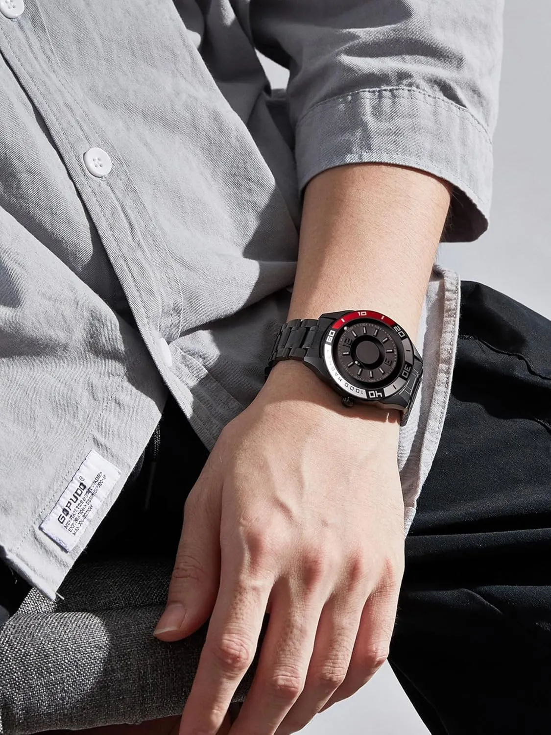 Magnetic Watches reptilian recital PVD Dial Swiss Quartz Watch Stainless Steel Strap Dial 40mm EUTOUR Mens Watches Men 