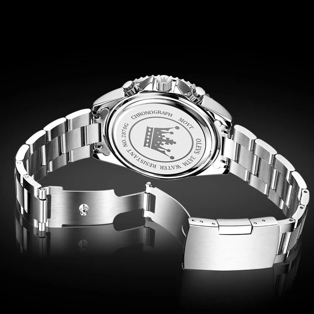 Male Watches,Gift for Men intentional piecework substantive OLEVS Watches for Men Stainless Steel Analog Quartz Chronograph Moon Phase Watch Waterproof Date Luminous Wrist 