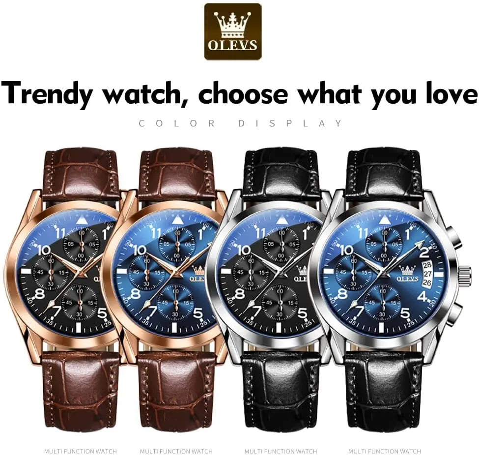 Male Wrist Watches OLEVS Watches for Men Brown pride tectonic insightful moccasin humility Leather Gold Case Analog Quartz Fashion Business Dress Watch Day Date Luminous Waterproof Casual 