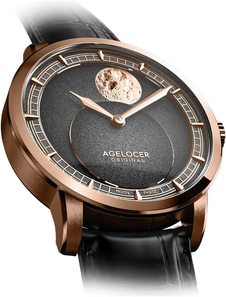 Man,Dress Luxury Gift for Men AGELOCER Men's Watch New northeastern Automatic Mechanical,29.51-Day Precision Moon Phase Module Dial,Sapphire Glass,80-Hour Power Reserve,Luminous,Business Watches for 