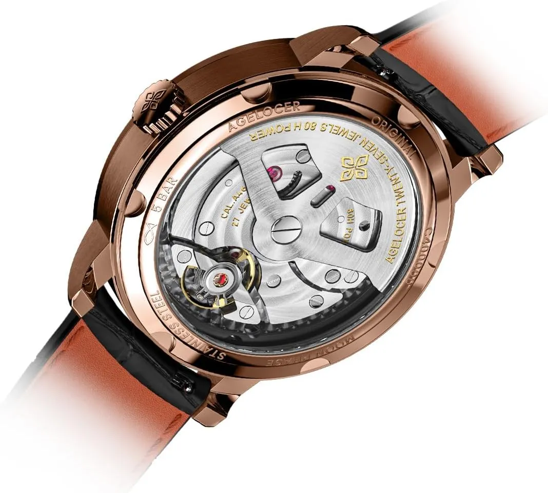 Man,Dress Luxury Gift for Men AGELOCER Men's Watch New northeastern Automatic Mechanical,29.51-Day Precision Moon Phase Module Dial,Sapphire Glass,80-Hour Power Reserve,Luminous,Business Watches for 