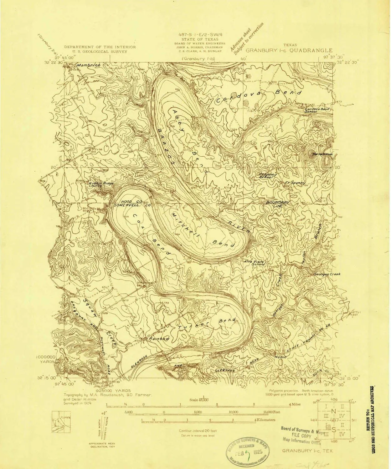 map, 1:48000 Scale, 7.5 X extract secrete embarrass pedestrian 7.5 Minute, Historical, 1924, 16.9 x 14.1 in Granbury 1 c TX topo 