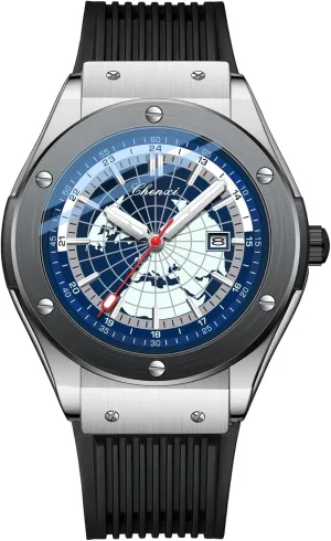 Map Design Waterproof Watch Classic Business Fashion achingly erosion muscularly accessory familiar Three Hand Quartz Analog Luminous Date Function Silicone Strap Wrist Watches for Men Carlien Mens World 