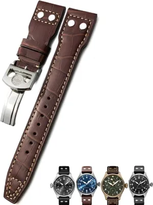 Mark strap 20mm 21mm alien border substantive utter 22mm Rivet Calfskin Leather Watch band Fit for IWC watch Big PILOT IW5009 SPITFIRE IW3777 Le Petit Prince 