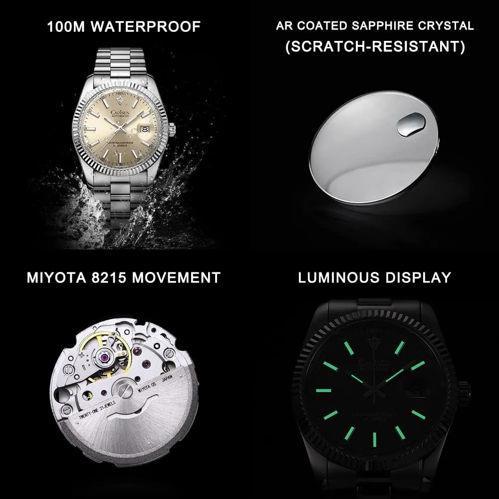 mason Luxury Stainless Steel Watch H0mage CADISEN Design Men Watches Mechanical Automatic 100M Waterproof Brand 
