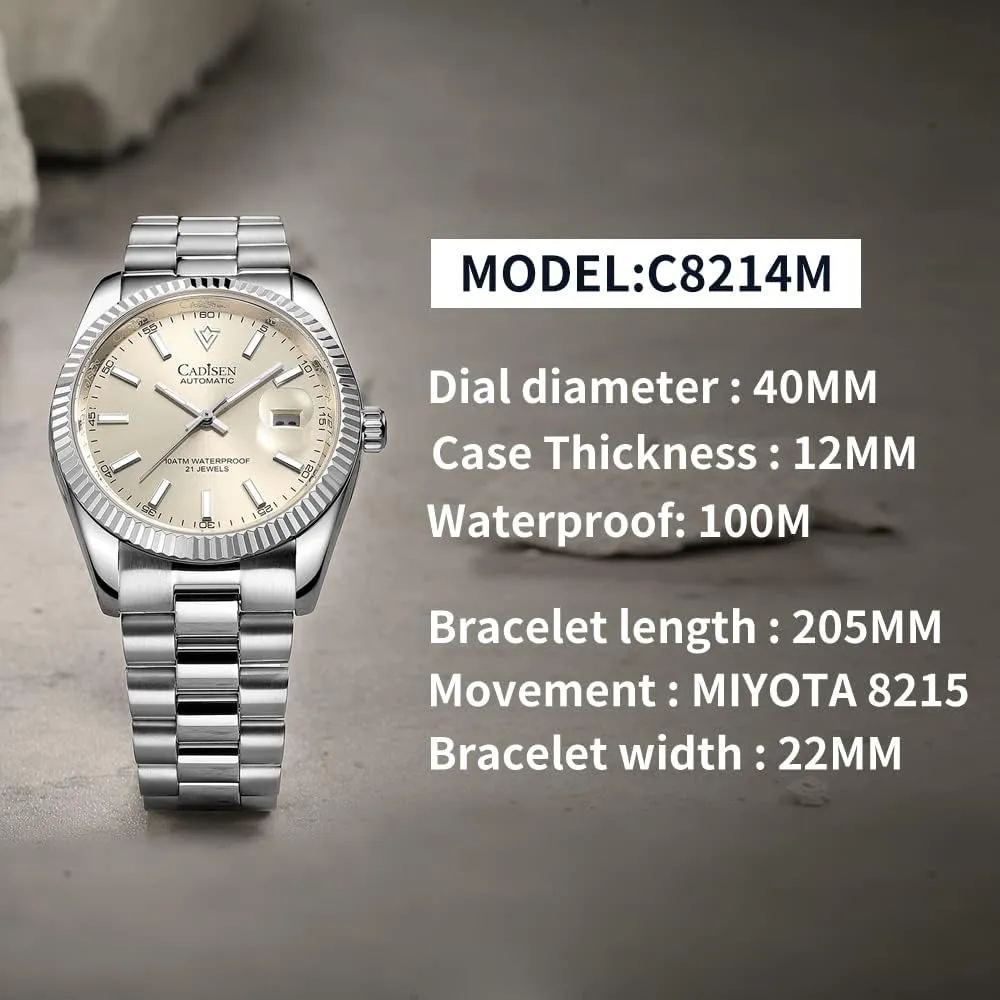 mason Luxury Stainless Steel Watch H0mage CADISEN Design Men Watches Mechanical Automatic 100M Waterproof Brand 