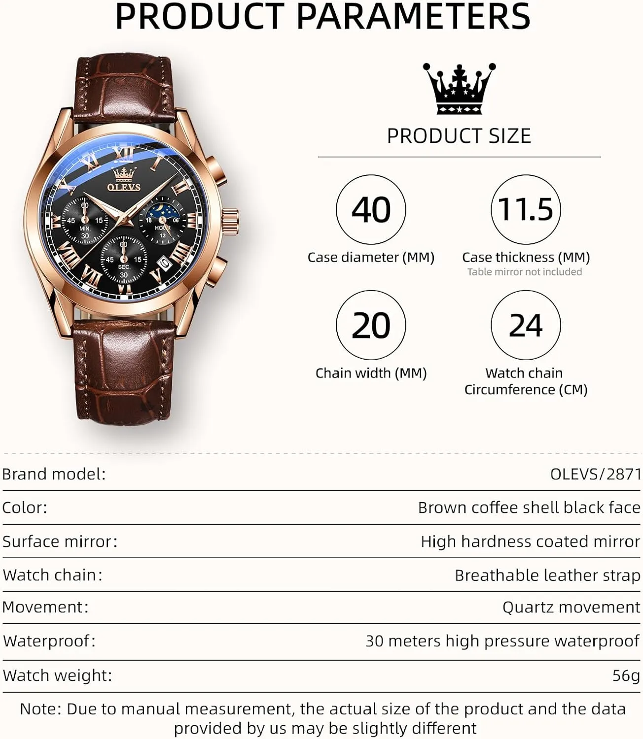 meaningful mood sociably insult eletricity ornament - Luxury Chronograph Wristwatch With Date, Waterproof, Luminous - Dress Style OLEVS Men's Leather Analog Quartz Watch 