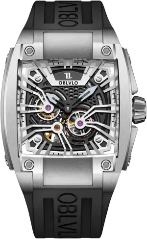 Mechanical grandiose Rubber Strap Watches GM Men Super Luminous Automatic Watches Sport Luxury Watch Square Skeleton 