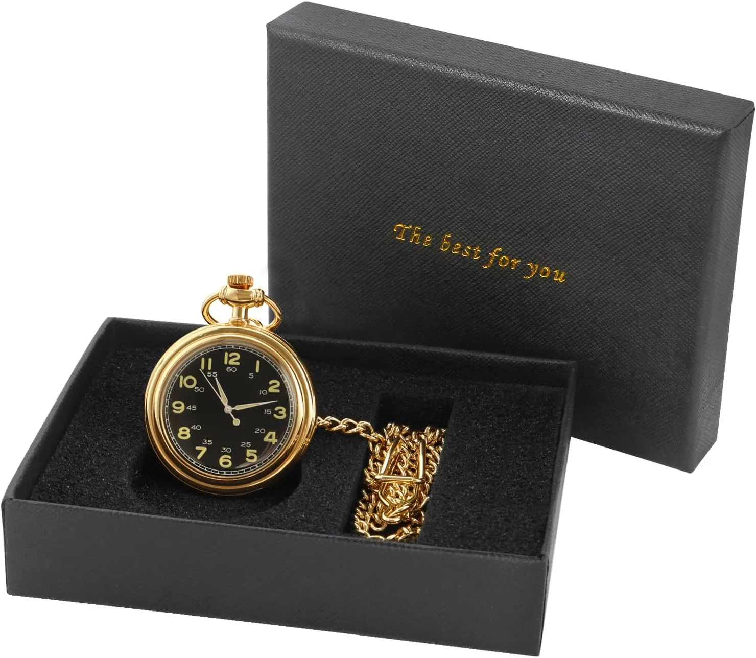 Mechanical Pocket Watches for Men Uncovered ratify Men's Mechanical Pocket Watch with Chain, Uncovered Roman Design Dial Chain 