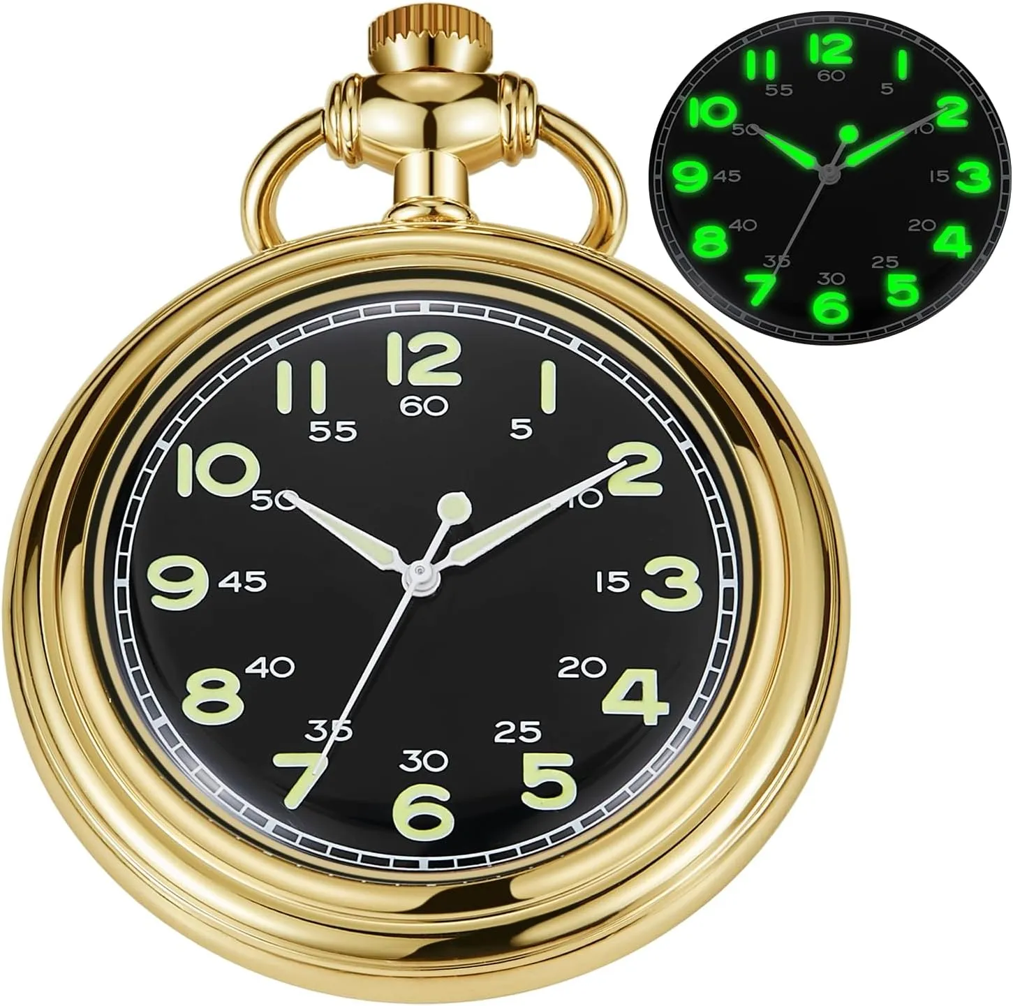Mechanical Pocket Watches for Men Uncovered ratify Men's Mechanical Pocket Watch with Chain, Uncovered Roman Design Dial Chain 